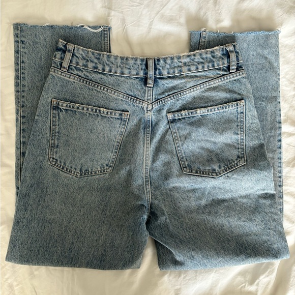 Zara Blue Denim High-Waisted Straight Leg Jeans - Size 8 - Picture 4 of 7